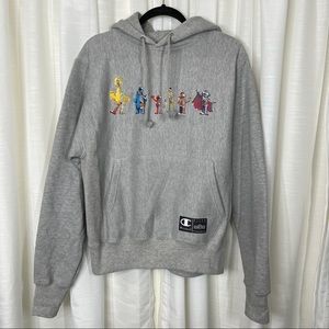Champion Sesame Street x Jason Freeny Skeleton reverse weave gray hoodie